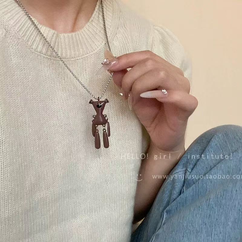 合金项链 项链衣服小熊挂脖挂绳挂件搭配吊坠夏天女装饰长款配饰