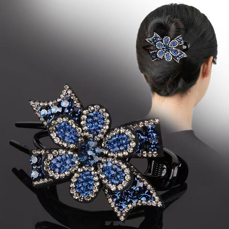 蝴蝶结抓夹水钻花瓣发夹2025新款气质妈妈款后脑勺盘发夹子夹头发