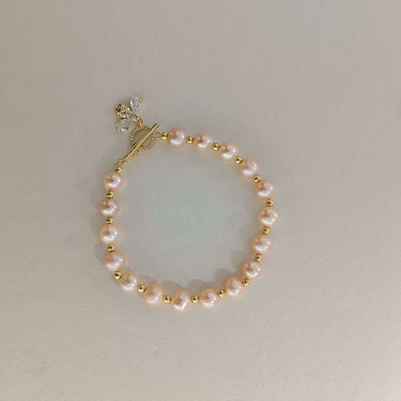 【二姐专属】淡水珍珠 无核中国红OT扣小蜜蜂手链 7-8mm