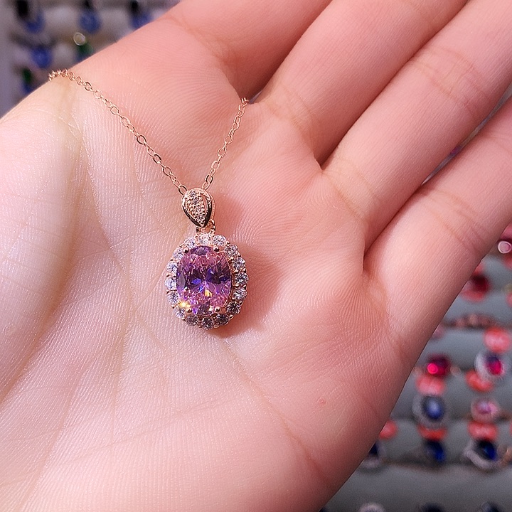 蓝宝石吊坠(赠链)银S925镶嵌