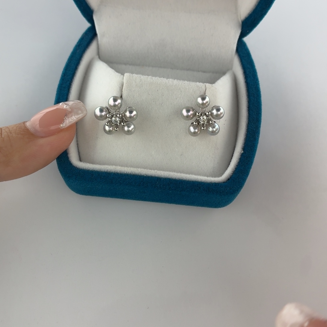 海水珍珠银S925镶嵌耳饰