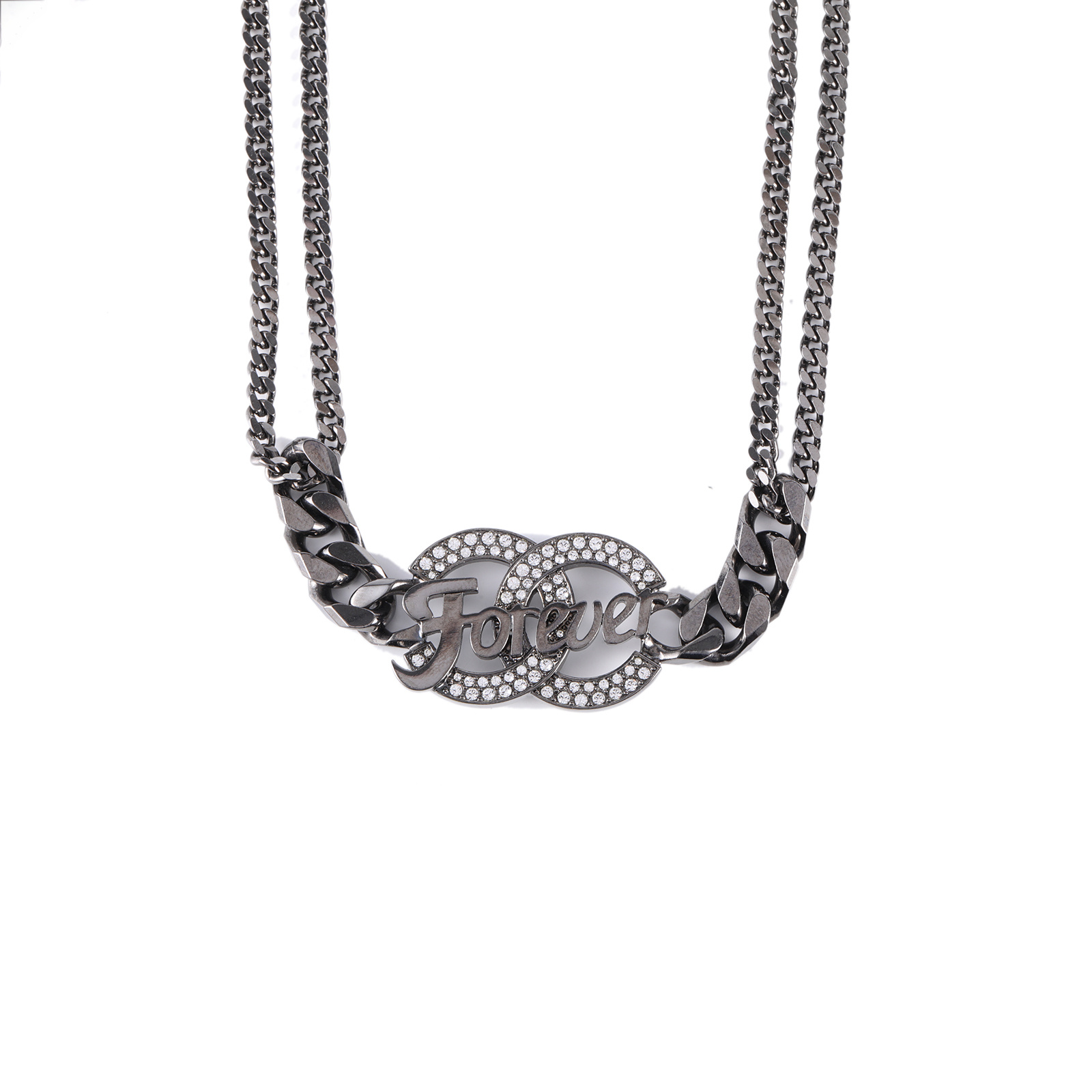 99新 Chanel/香奈儿  合金 香奈儿 forever 满钻项链P254108241