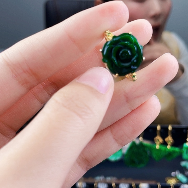 翡翠戒指银S925镶嵌饰品