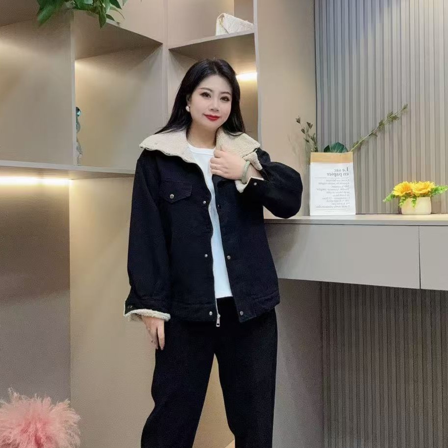 冬季加棉外套-甜 5198时尚百搭翻领设计休闲款胖MM大码女装新款