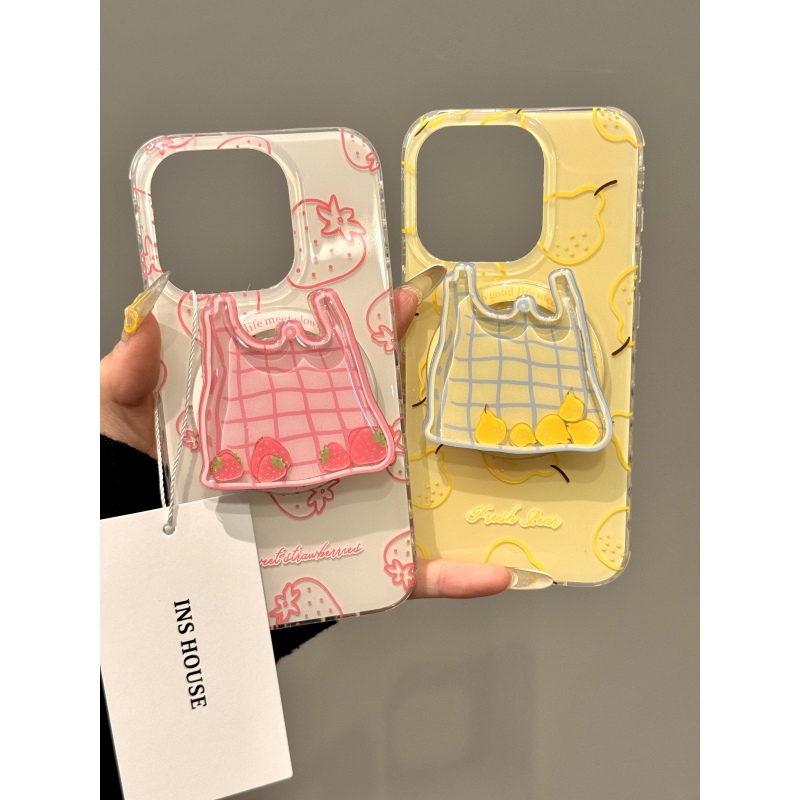 韩系购物袋草莓雪莉适用iphone16promax苹果15pr手机壳14磁吸壳13