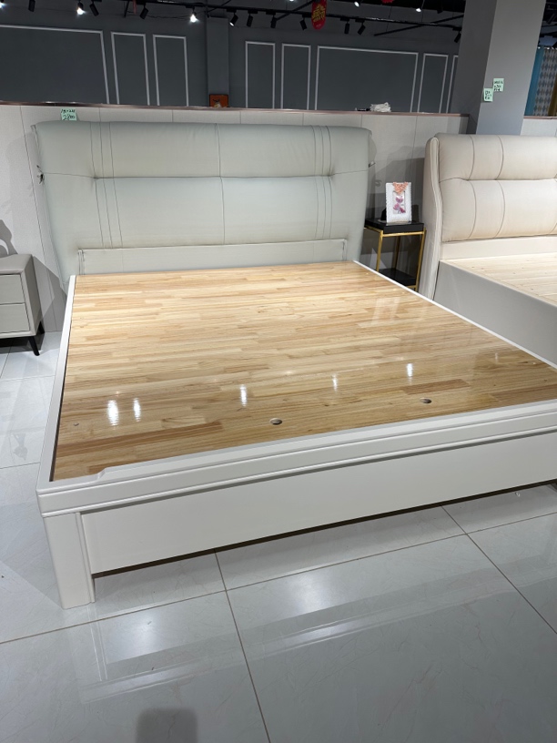 福牌家具 现代简约时尚休闲生态皮纯实木双人床