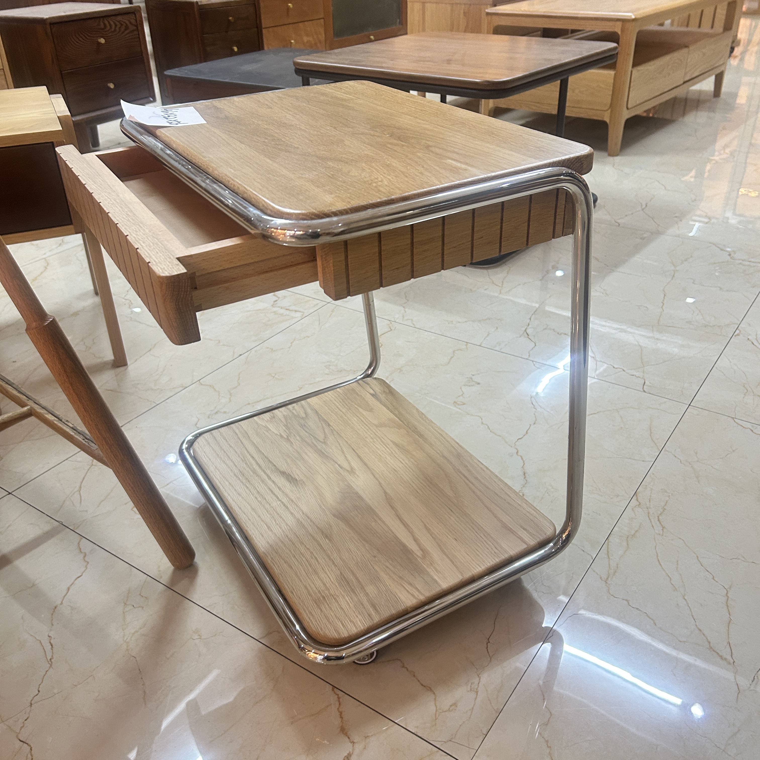 实木边几北欧可移动推车客厅沙发小茶几简约角几阳台边几