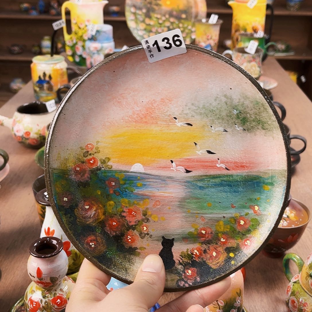 纯纯莫奈油画风茶盘