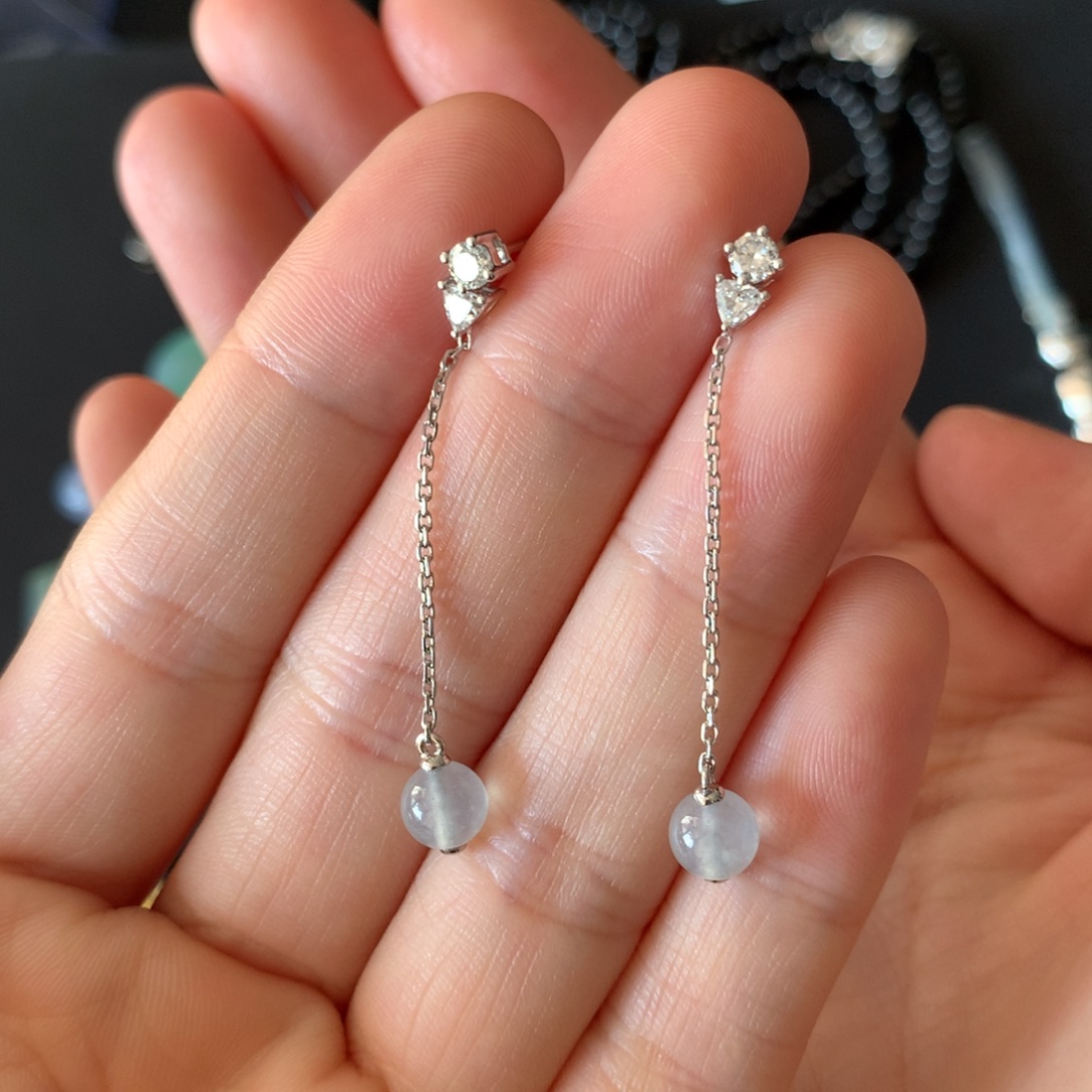 翡翠18K金镶嵌耳坠