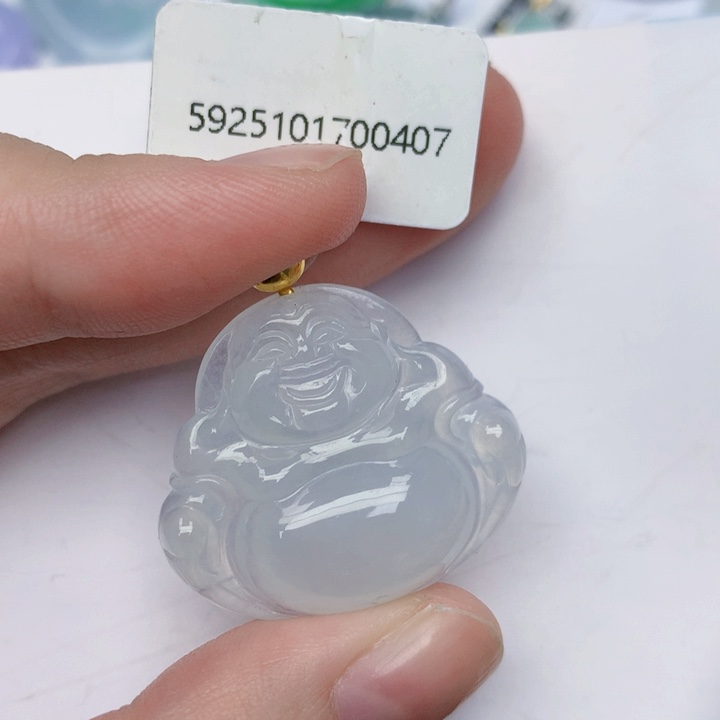 专***痘翡翠18K金镶嵌颈饰