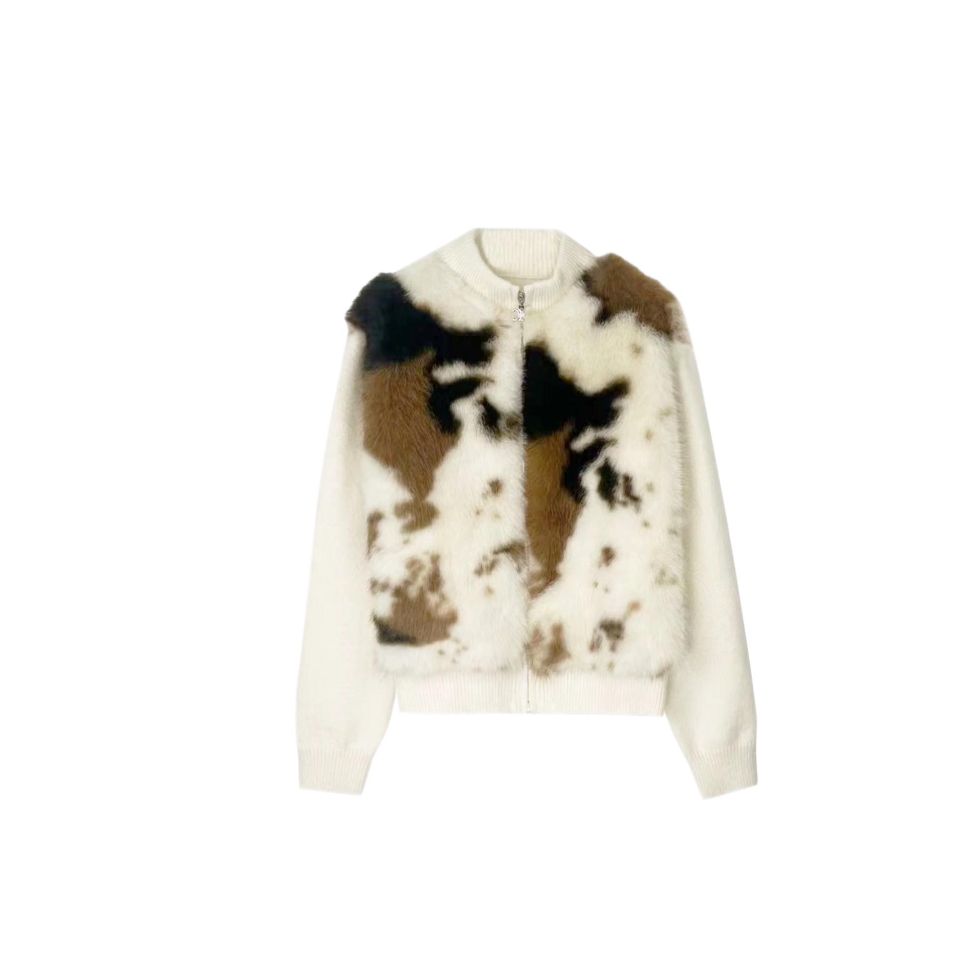 【雪顶奶狐】秋冬新款慵懒风花色纹理针织上衣557号 L