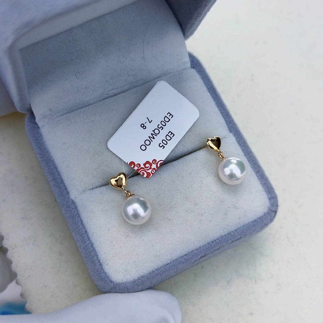 海水珍珠海水akoya设计款耳钉ED0518K金镶嵌