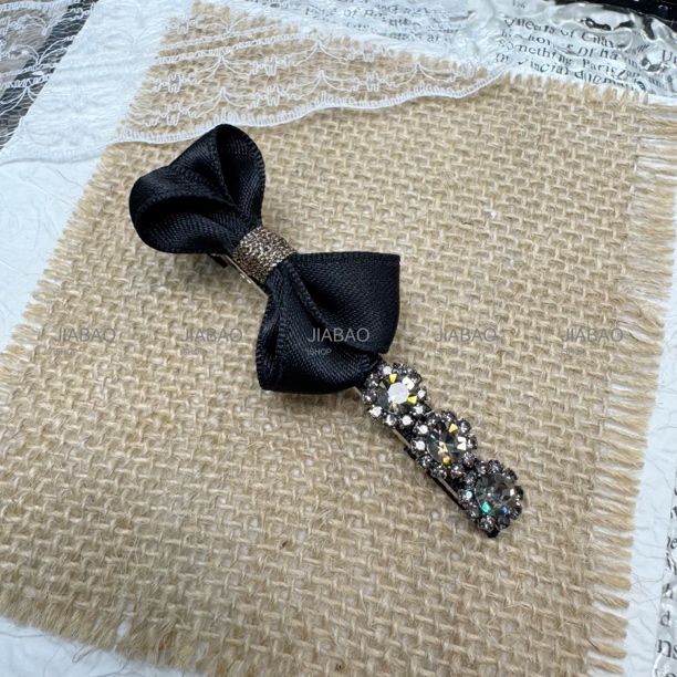 韩系东大门秋冬高级感水钻蝴蝶结鸭嘴夹女百搭头饰轻奢