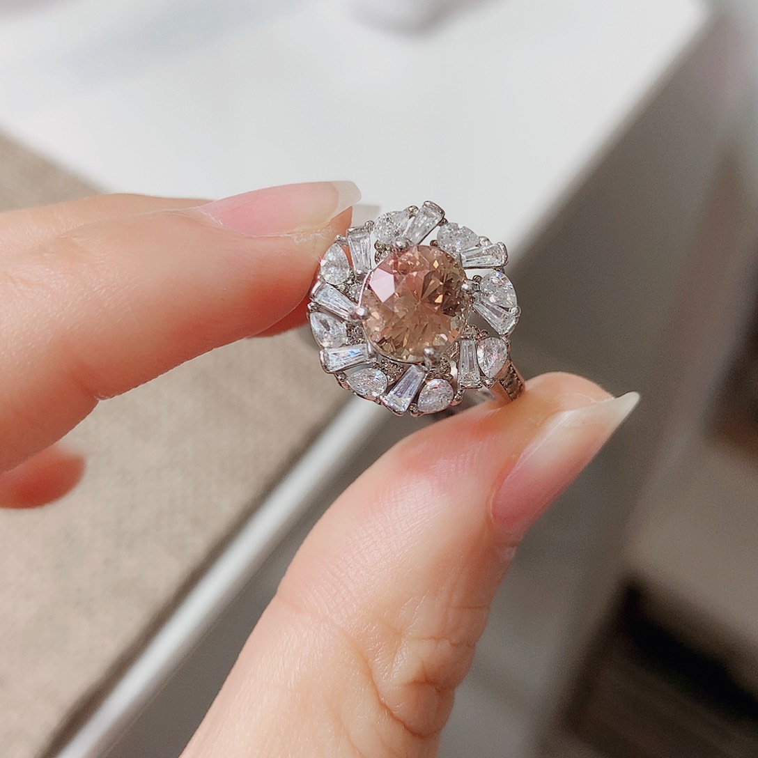 银S925镶嵌戒指碧玺