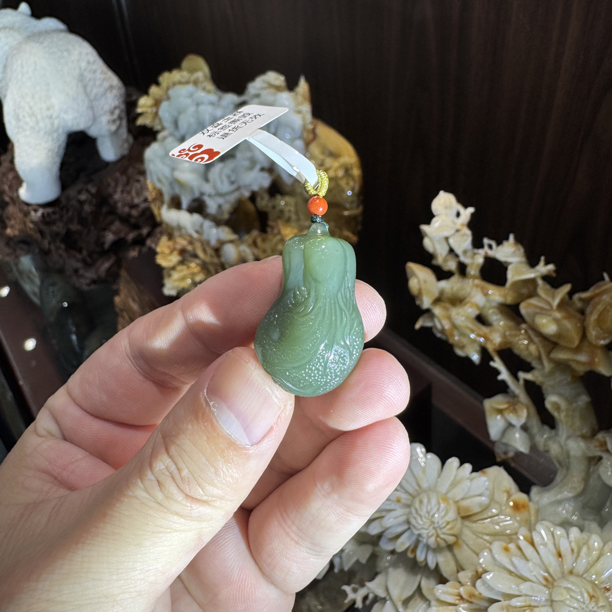 析木玉百财聚来百业兴旺挂件手机链钥匙链