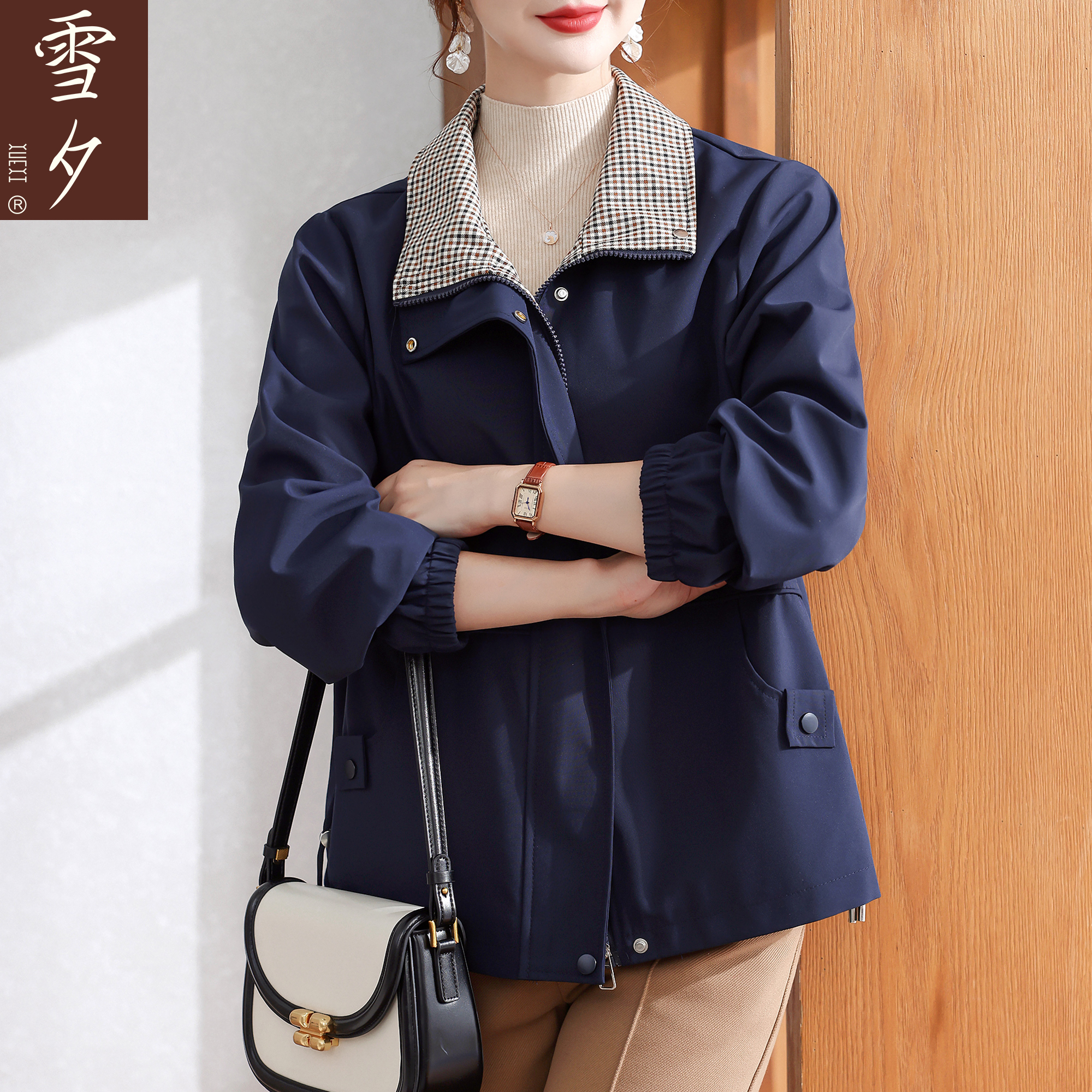 妈妈秋装风衣外套2025新款洋气中老年女装时尚休闲夹克上衣50多岁