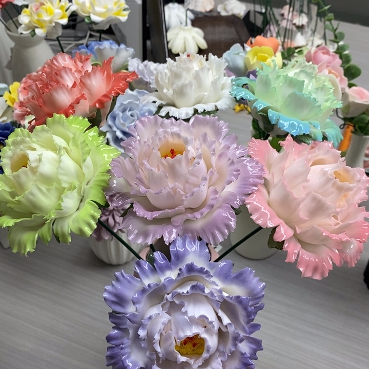 陶瓷陶瓷材料7朵大牡丹