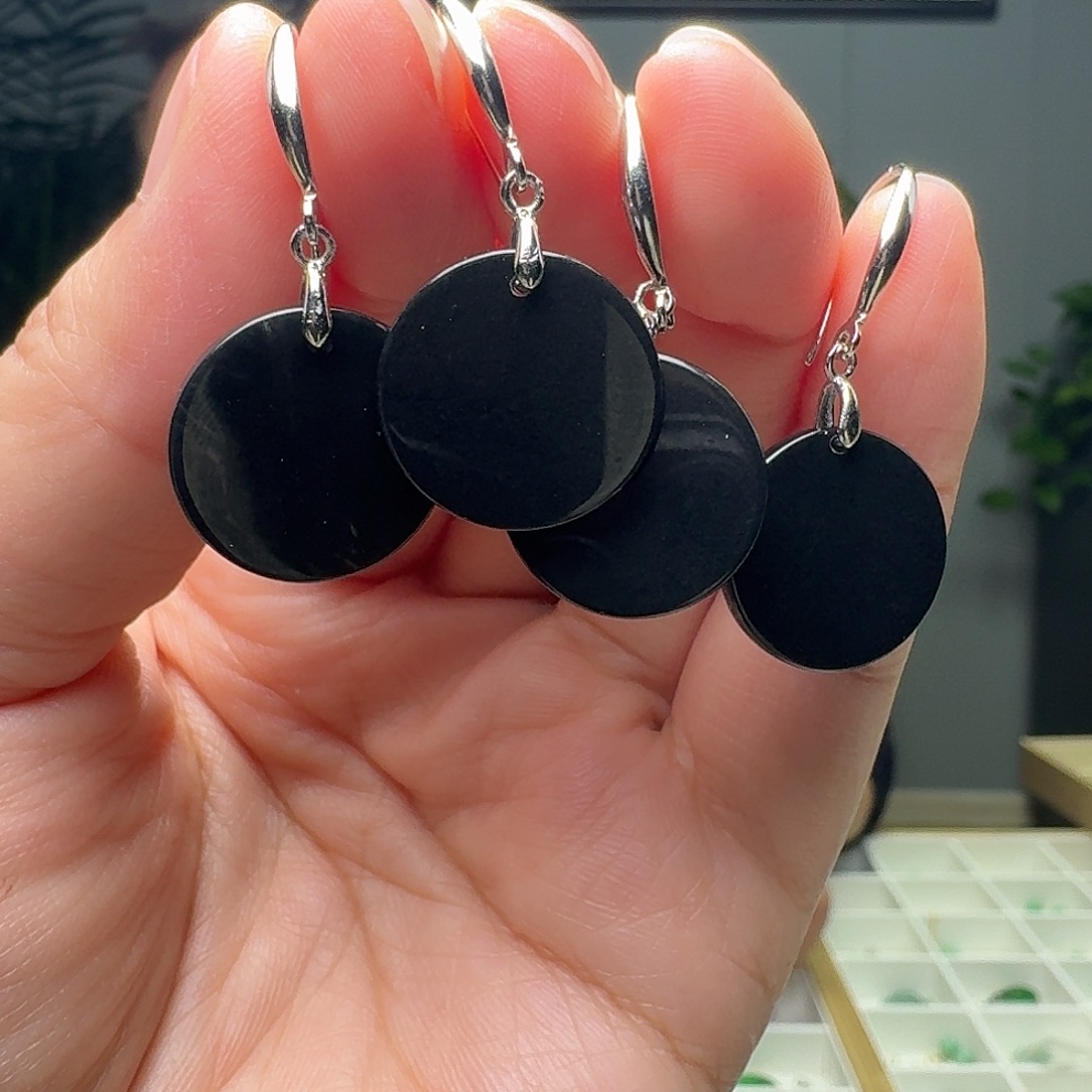 翡翠银S925镶嵌耳饰多样性发货其一