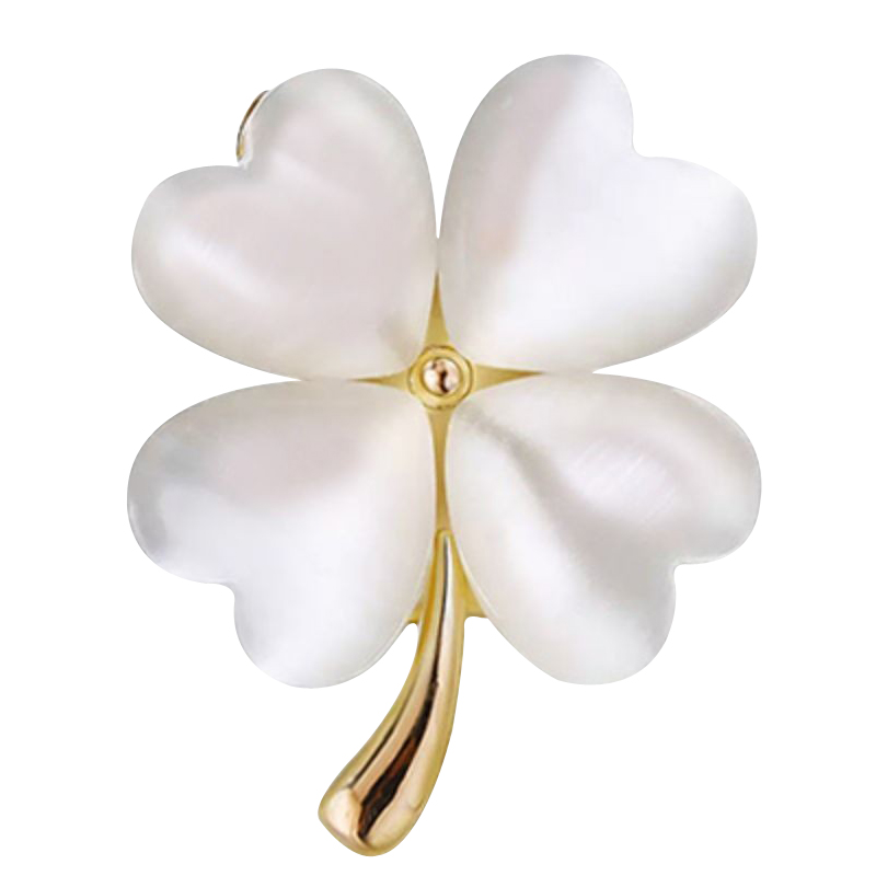 铜合金胸针 国风精致幸运四叶草胸针女防走光别针奢华时尚