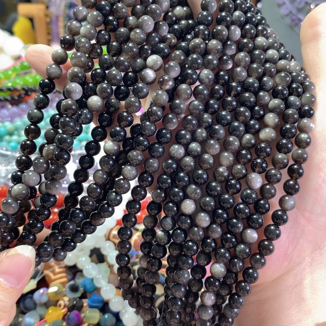 未镶嵌玛瑙/玉髓珠宝半成品银耀一条卡6mm