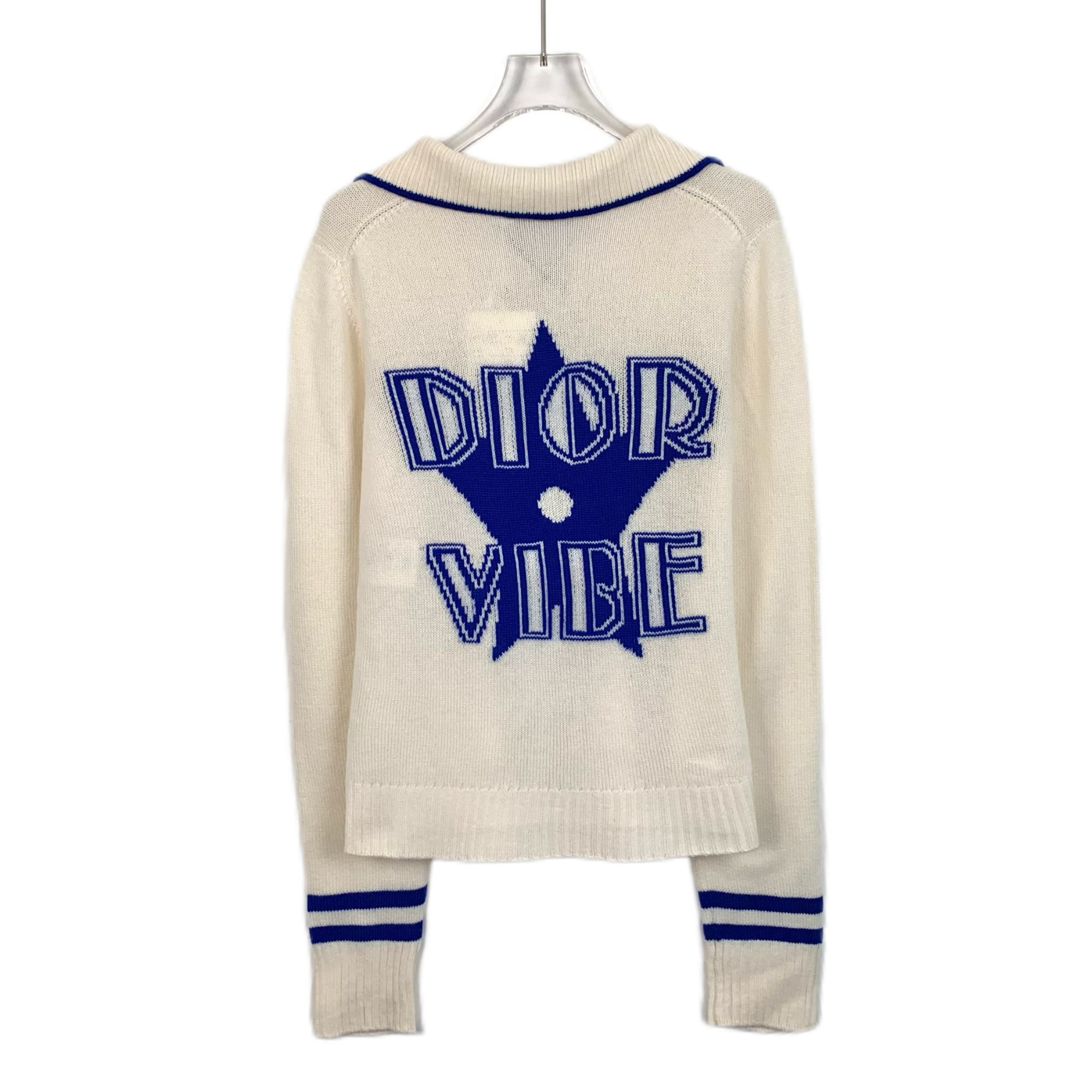 99新 DIOR/迪奥 H12799 logo嵌花翻领羊绒针织衫 S码 