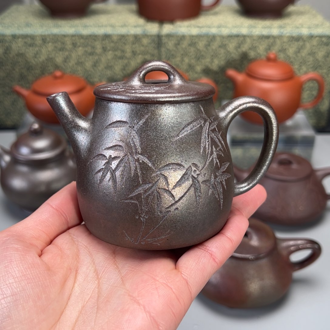 紫砂茶壶高井栏柴烧紫砂壶180c c