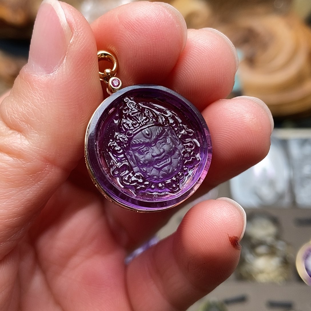 水晶天然水晶吊坠18K金镶嵌