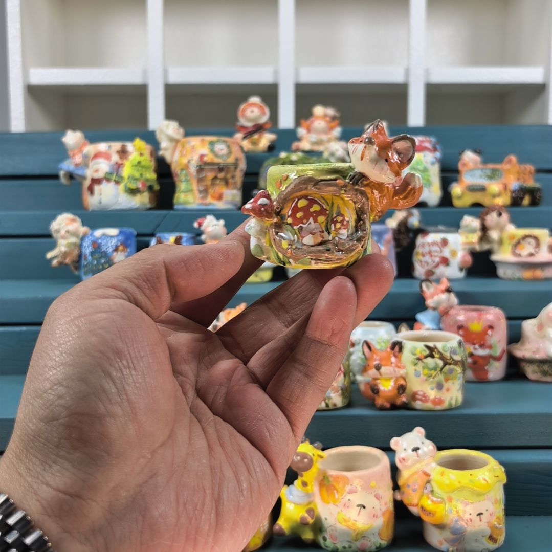 绿色系 蘑菇小狐狸