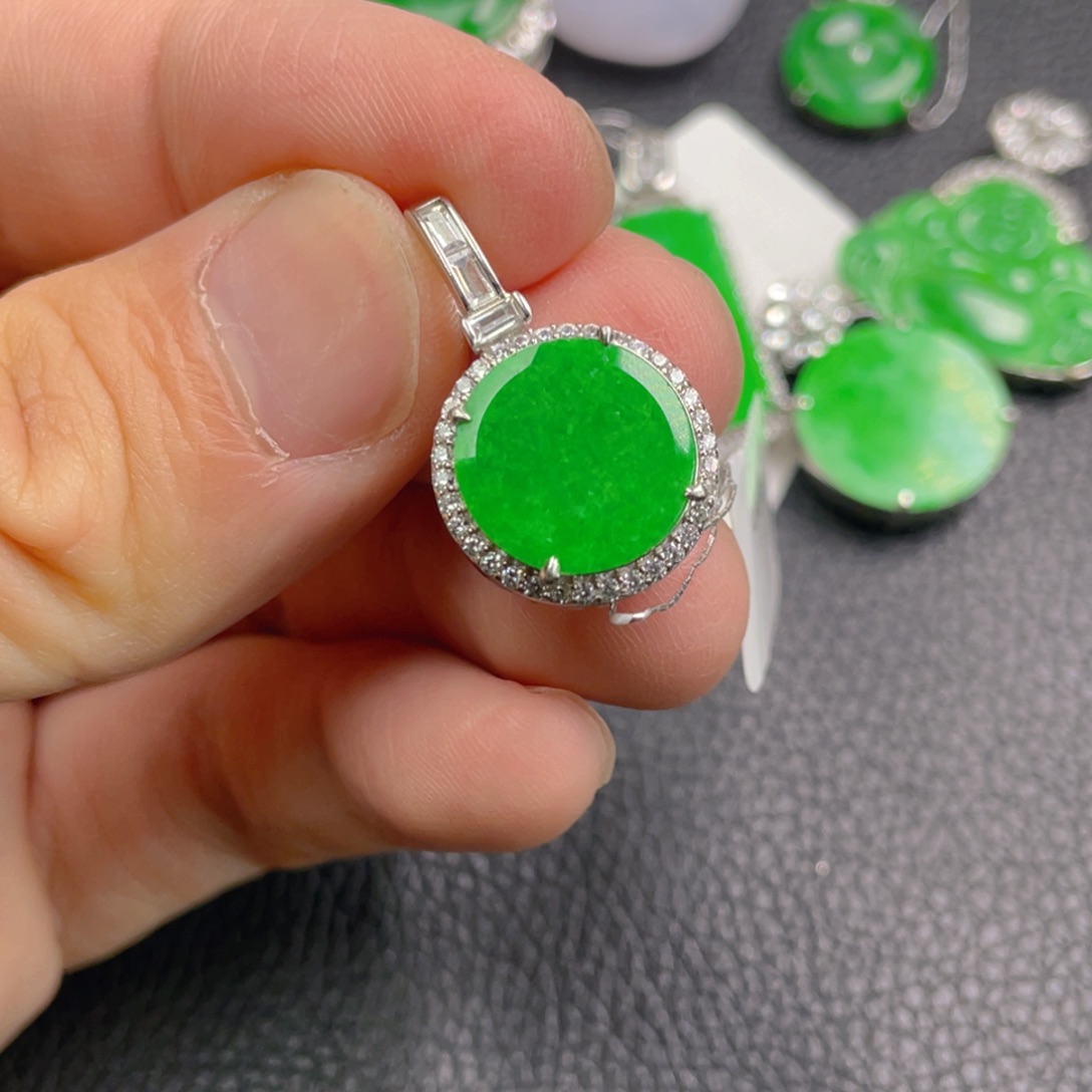 翡翠银S925镶嵌吊坠(不含链)