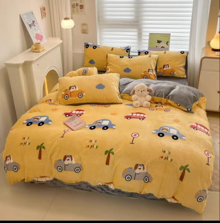 牛奶绒被罩汽车派对2米×2.3加厚保暖被套