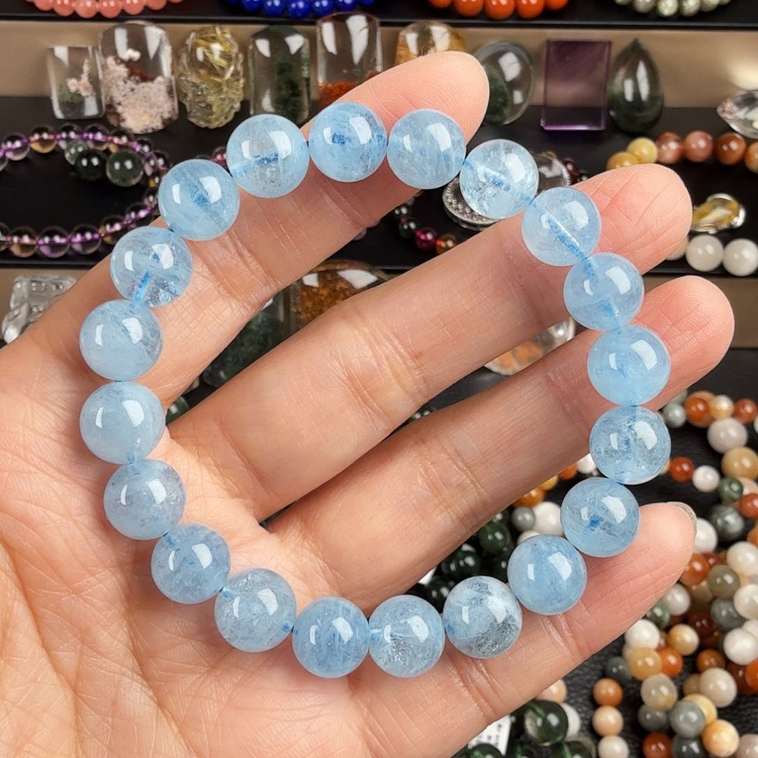 海蓝宝石手链未镶嵌吃****呀天然海蓝宝