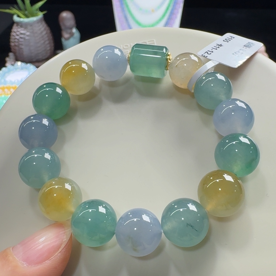 未镶嵌手链翡翠冰浓彩多宝单圈11-12mm