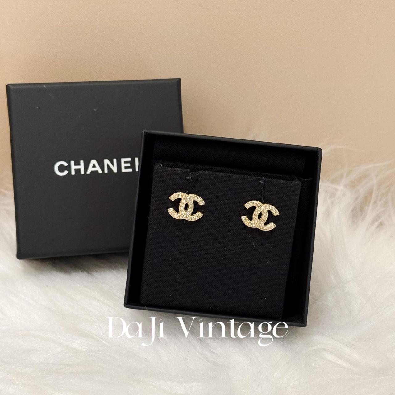 99新 Chanel/香奈儿 24期免息/大吉中古/Chanel金色小双c满钻耳钉