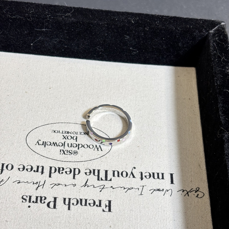 铜合金珐琅戒指 多色爱心戒指JZ1989