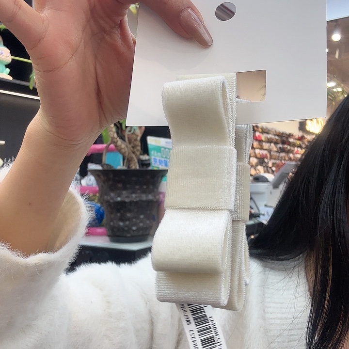 非金属布艺白色丝绒蝴蝶jie香蕉夹