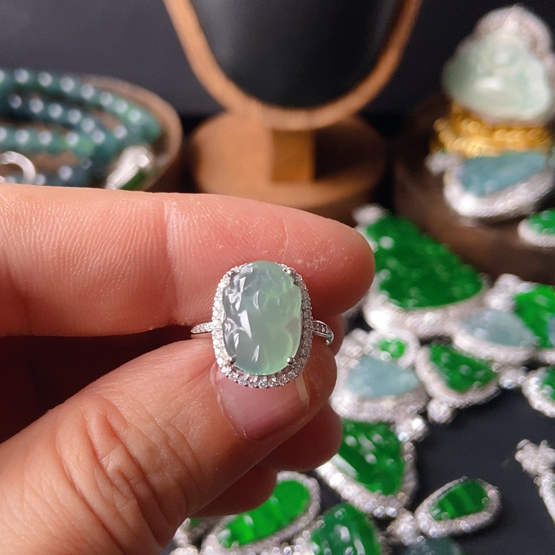 翡翠戒指银S925镶嵌901戒指