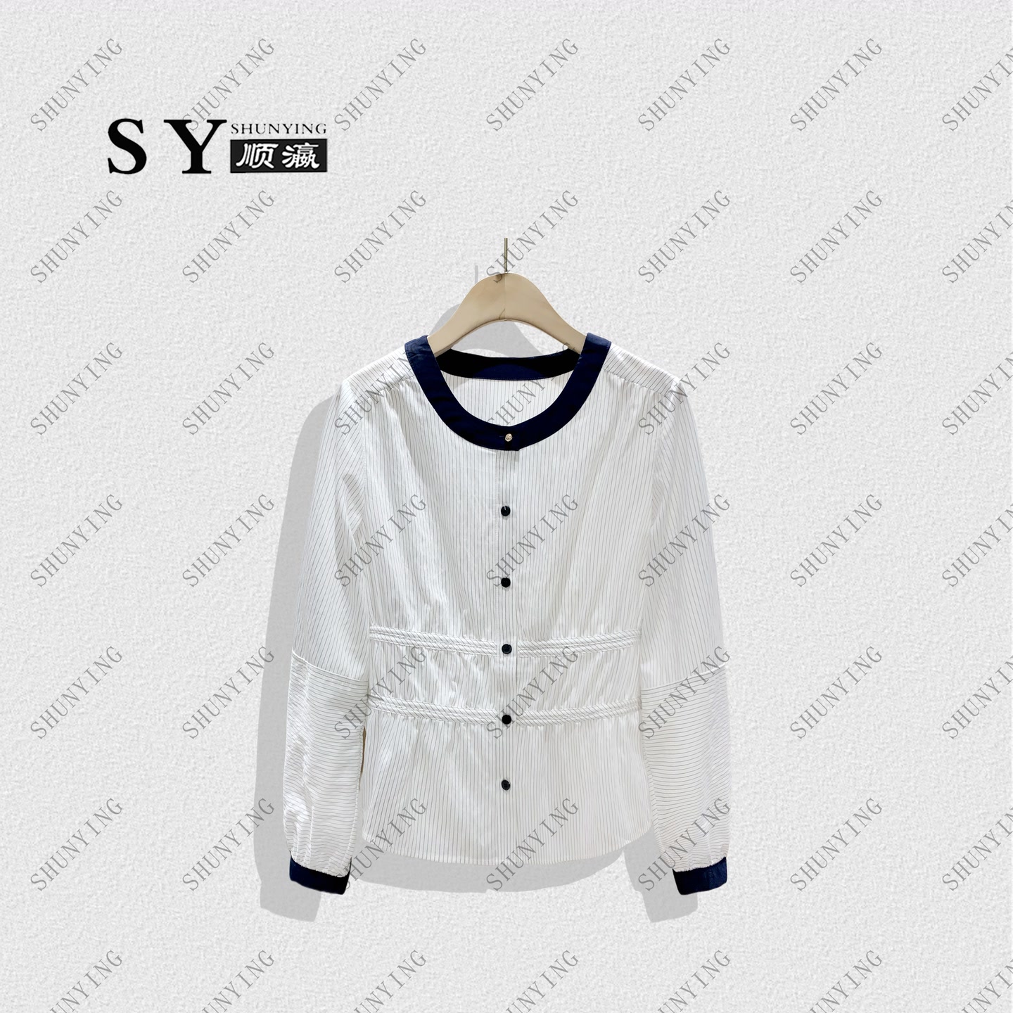 【顺瀛】新款设计感宽松显瘦洋气 气质条纹衬衫SY63C9798