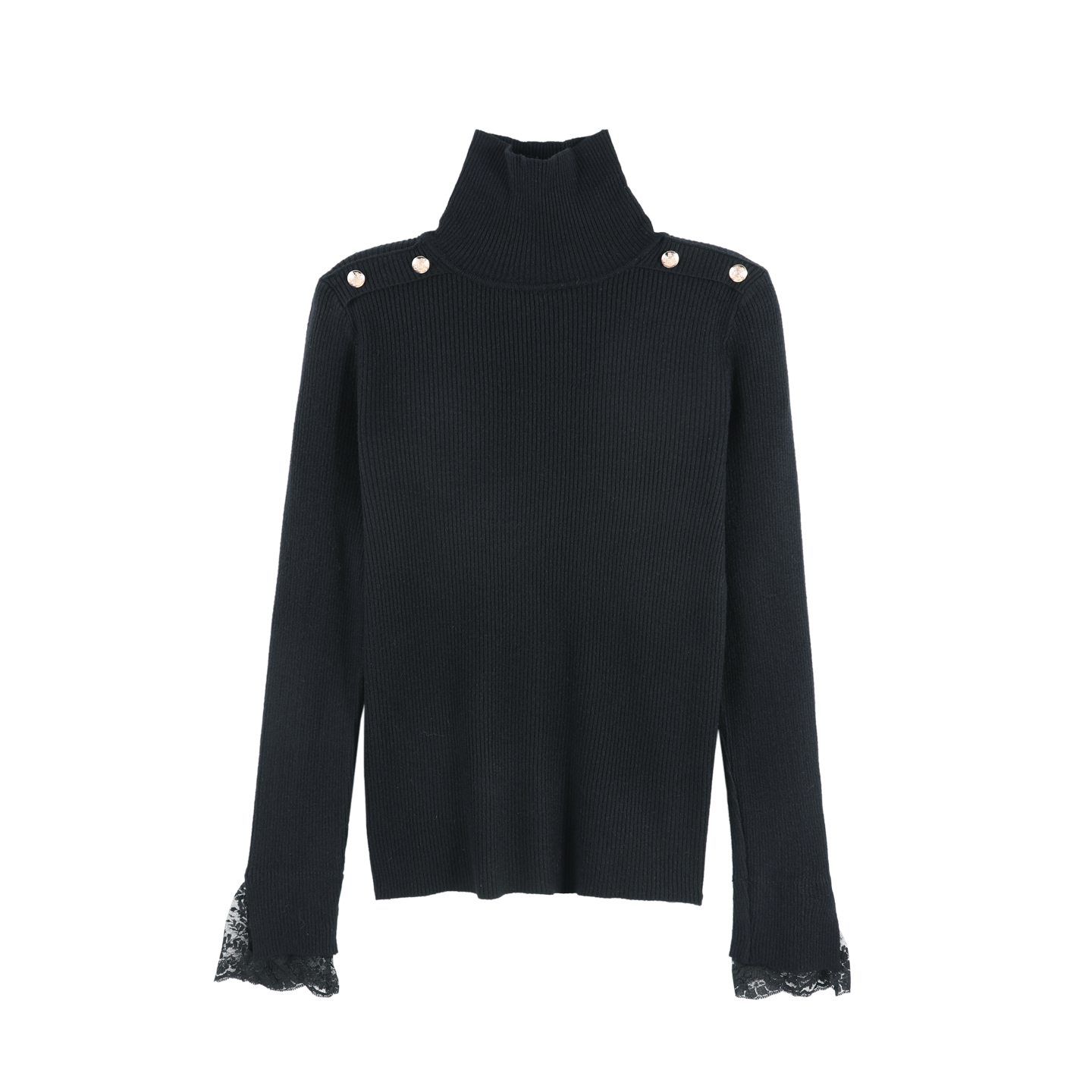 2025冬季新款时尚休闲法式风蕾丝拼接长袖针织衫HBZX918446