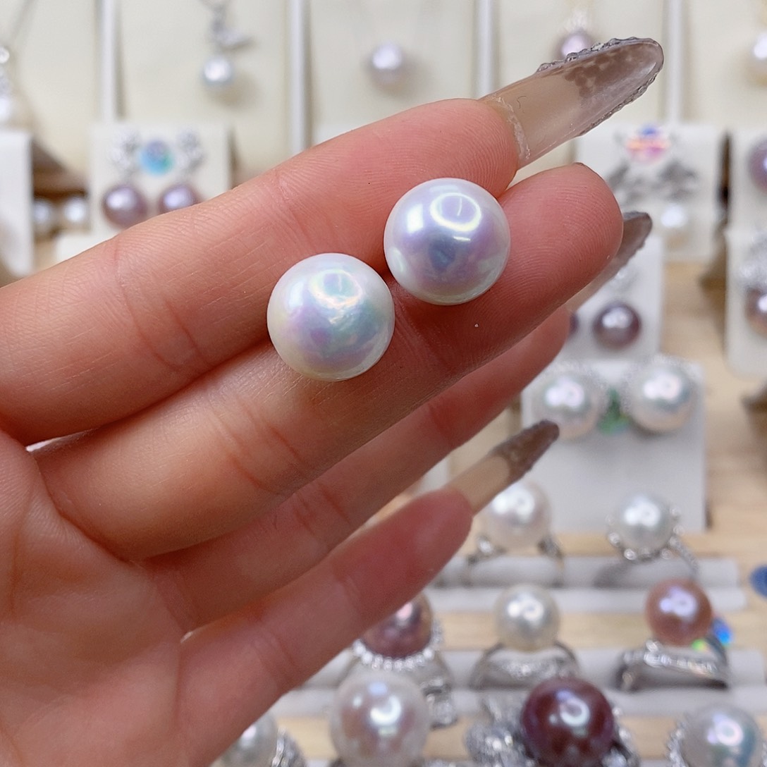 淡水珍珠耳饰银S925镶嵌