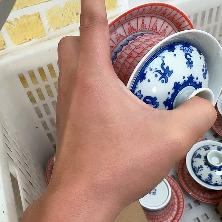 杯千佛三才马蹄盖碗