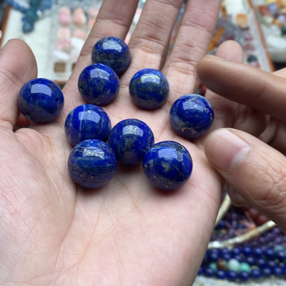 玛瑙/玉髓未镶嵌珠宝半成品一条天然17mm青金石圆珠