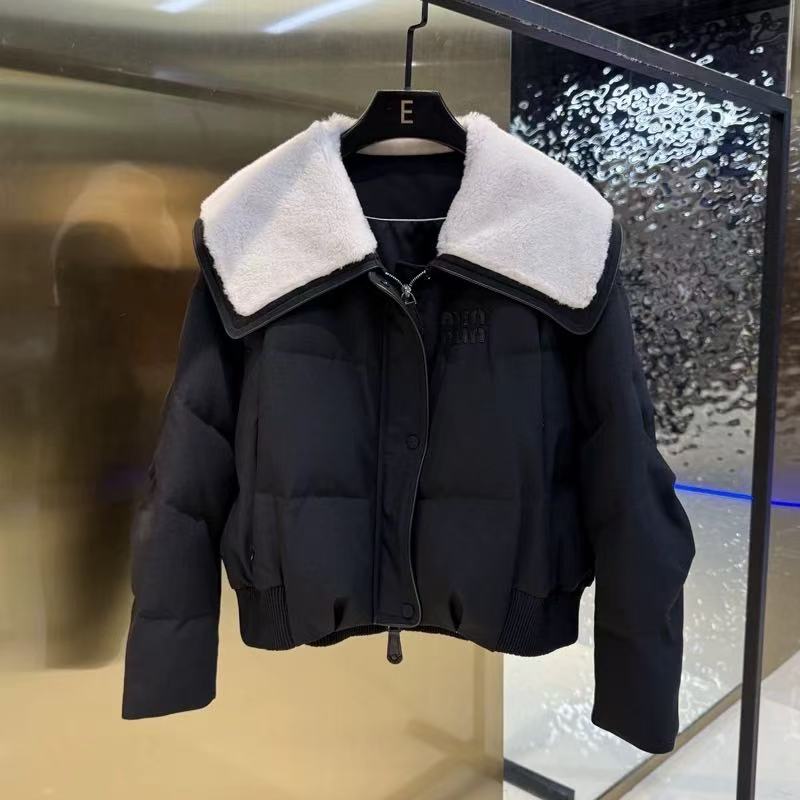 12-12欧洲站2024新款中空纱棉服外套女短款高腰外套 WT/1221