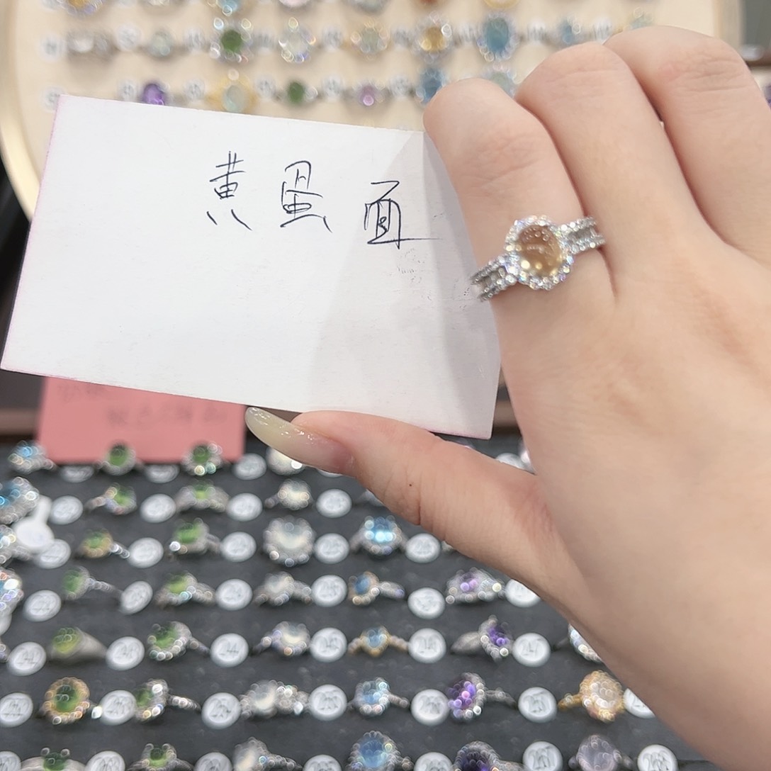 蛇纹石玉戒指银S925镶嵌香****.