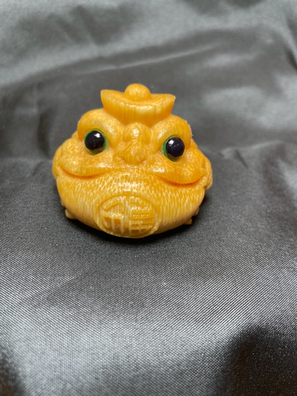 《福蟾》平安纳福保平安实心竹龙血金丝竹竹雕金蟾《送油刷》