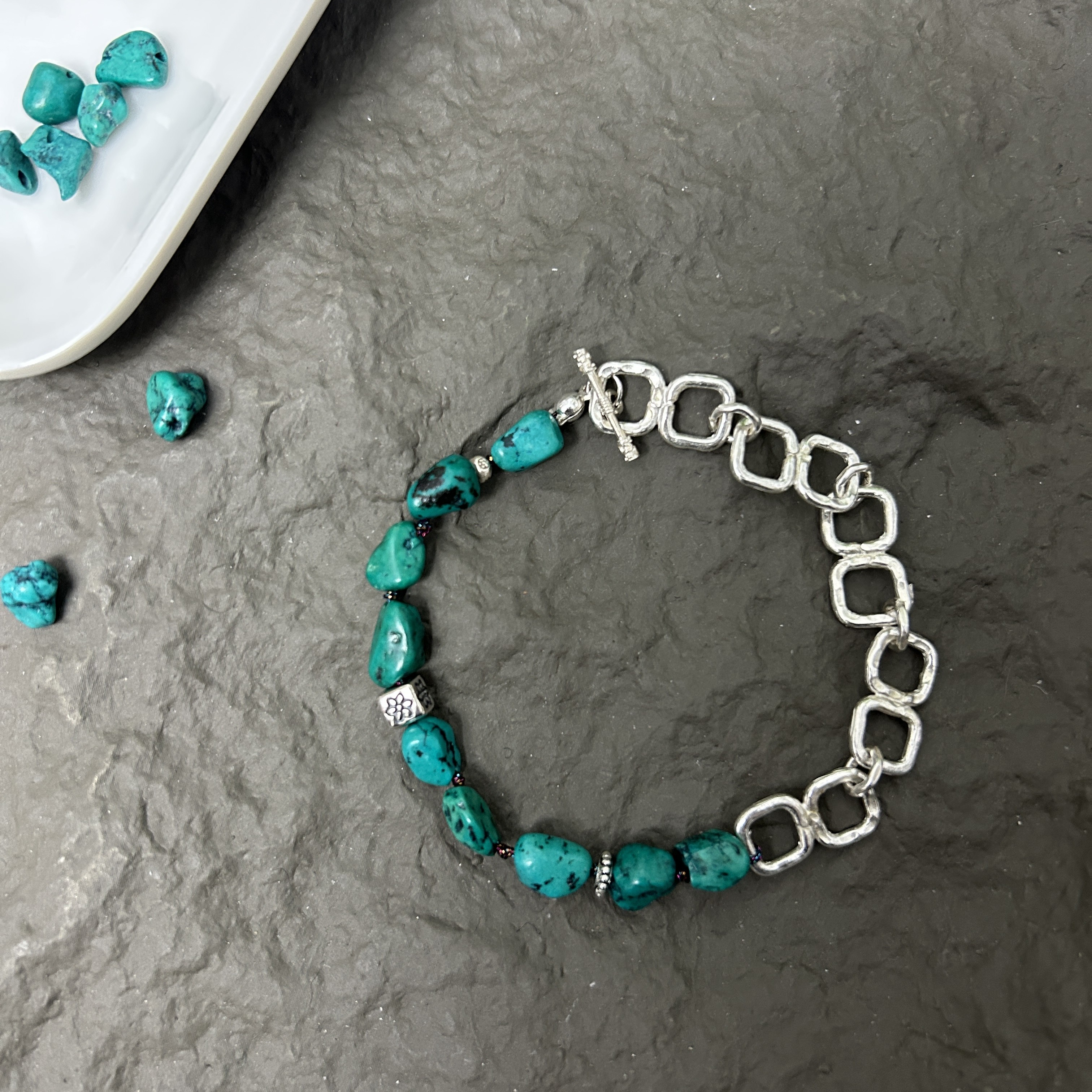 925银手链 “苍蓝结”个性串珠手链