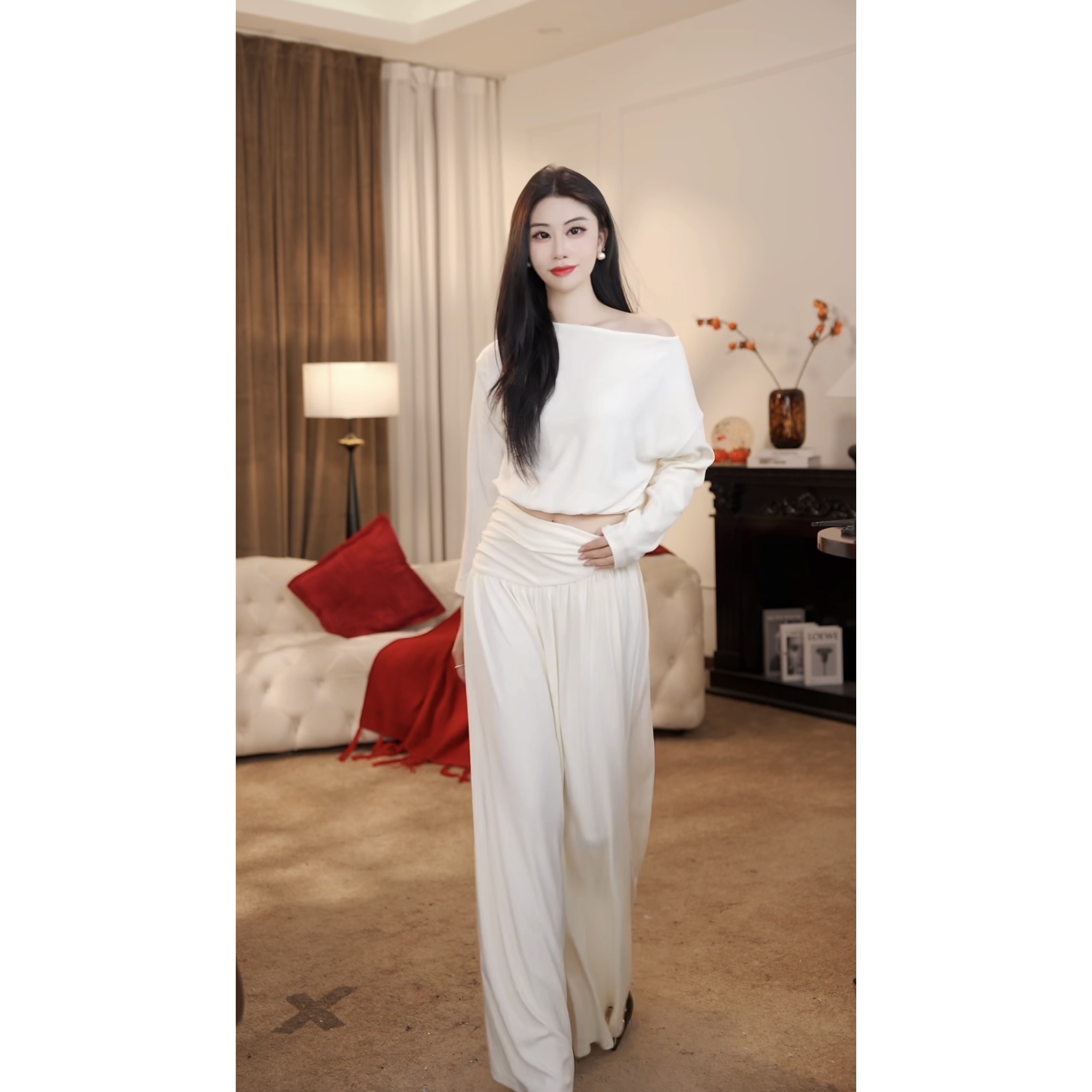 【可可专属】梦露女神 设计感时尚小众收腰裤装罩衫套装-HZ601