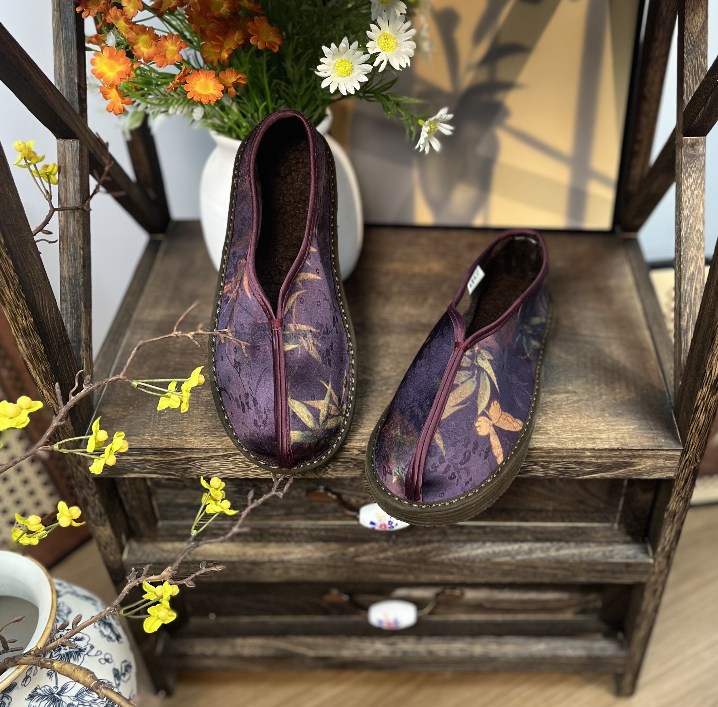 采棠风 2025冬上新（紫竹）加棉新中式时尚百搭中国风手工棉鞋