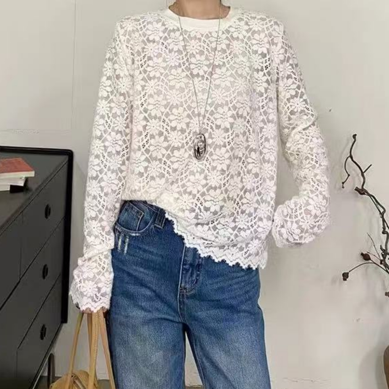 Z.X    荷叶边镂空蕾丝打底衫  09008（C4）