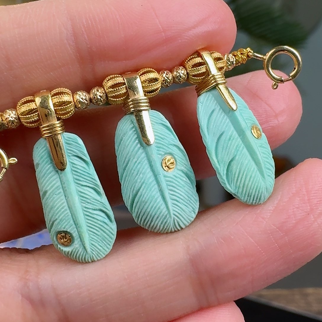 绿松石珠宝奇石18K金镶嵌