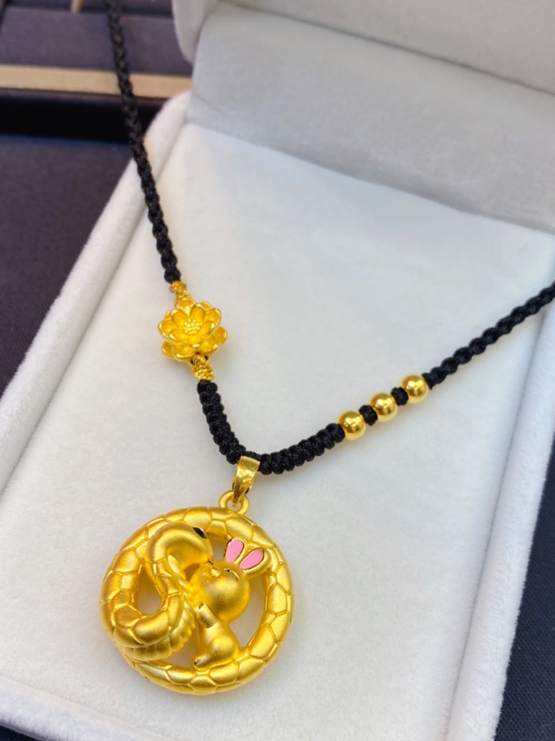足金999蛇盘兔编绳项链